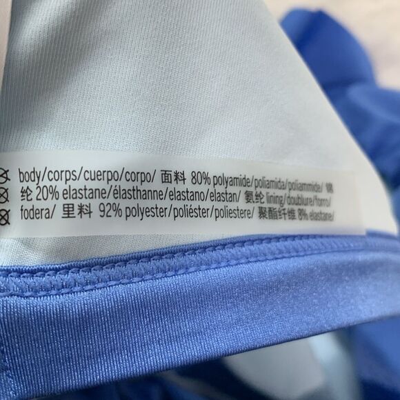 NWT Victoria’s Secret Swim 2 Piece Blue Ruffle One Shoulder Bikini Sz L/XL - Picture 12 of 14